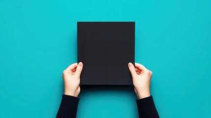 Naklejka premium Hands holding a Black Friday flyer, ready for shopping, flat design illustration