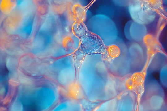 Abstract representation of molecular structure under microscope, vibrant colors, generative ai - Powered by Adobe