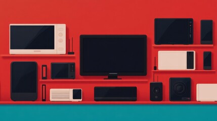 Black Friday sale event in electronics section, gadgets galore, flat design illustration
