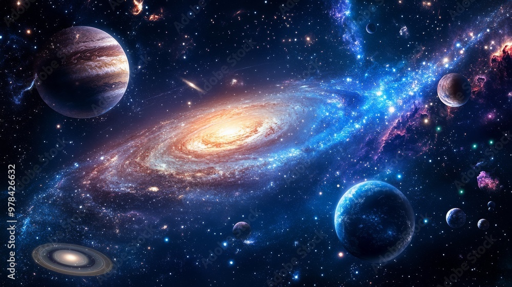 Canvas Prints beautiful space background with planets of the solar system and galaxy.