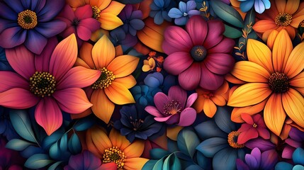 Elegant floral illustration with intricate details, vibrant colors, hyper real, high quality, sharp images