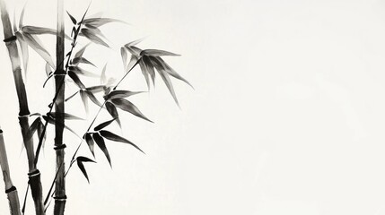Fototapeta premium Black Ink Bamboo Painting: Simple and Elegant Art