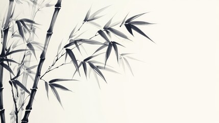 Obraz premium Black Ink Bamboo Painting: Elegant Strokes, Delicate Details, Peaceful Art