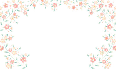 Romantic flower background template with peony  rose myrtle flowers