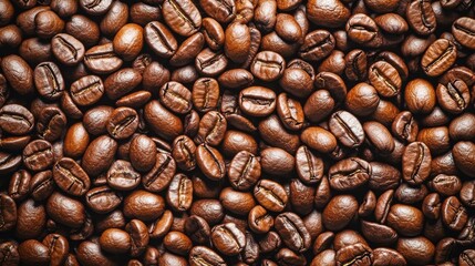 Obraz premium 27. Close-up texture of numerous roasted coffee beans, forming a continuous and visually appealing background