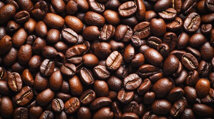 Fototapeta premium 27. Close-up texture of numerous roasted coffee beans, forming a continuous and visually appealing background