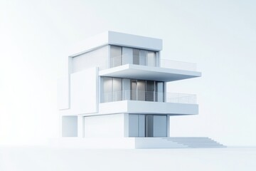 Modern Minimalist White House Architectural Rendering
