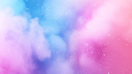 Colorful background with abstract watercolor paint splashes and a glitter effect.