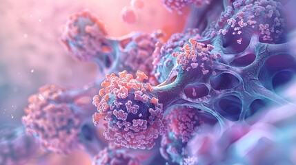 Diseased Cells Under Microscope - High-Detail 3D Visualization