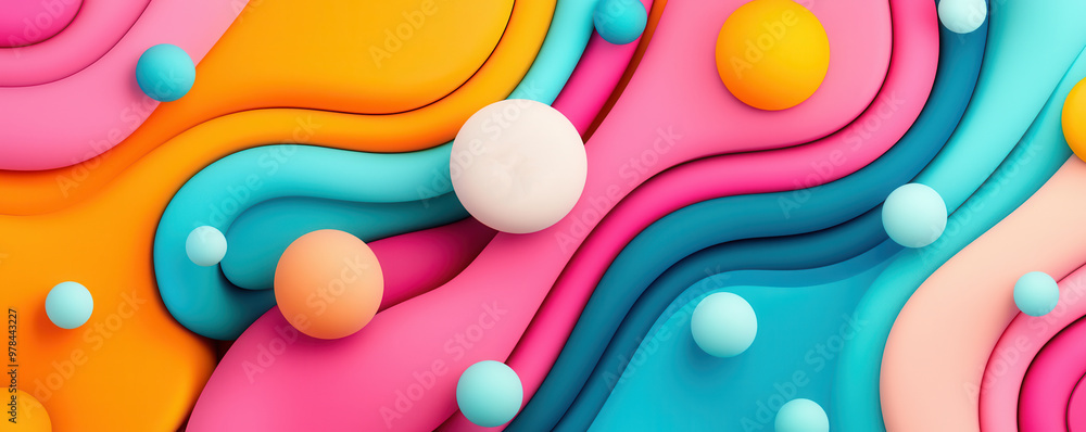 Wall mural abstract colorful background with 3d shapes.