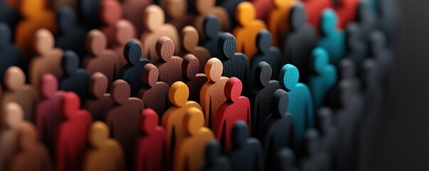 Obraz premium An abstract representation of diverse figures in a crowd, showcasing unity and individuality in vibrant colors.