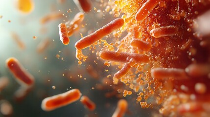 A vibrant close-up of bacteria showcasing intricate details and textures, highlighting the beauty of microscopic life.