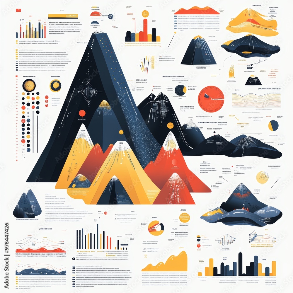 Poster infographic mountain landscape data visualization chart design