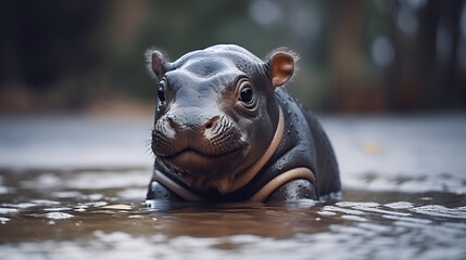 hippopotamus with water
