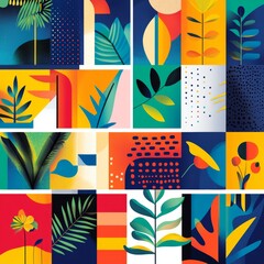 Obraz premium Abstract Colorful Floral Collage Pattern Design Background