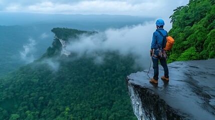 Obraz premium Adventurers Immerse in Captivating Natural Splendor on Thrilling Outdoor Escapade 