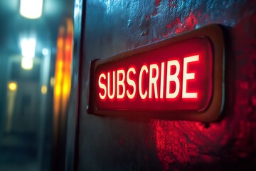 subscribe label on wall city outdoor