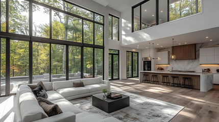 Modern Home Interior Design with Large Windows and Natural Light