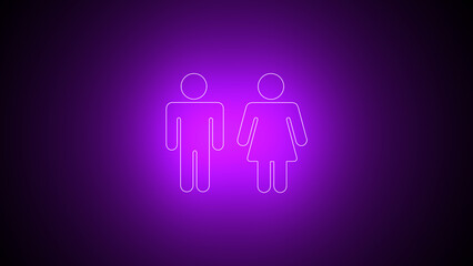 Male and female neon icon. Male and female toilet icon.