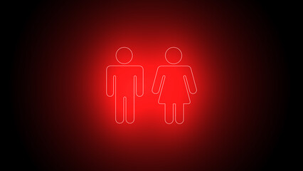 Male and female neon icon. Male and female toilet icon.