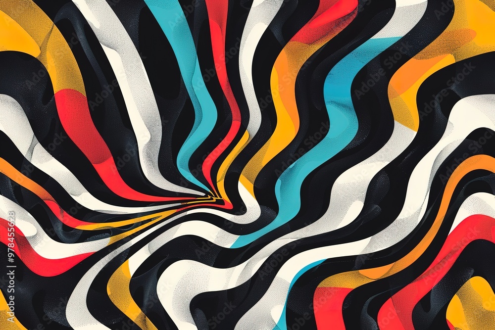 Poster abstract background made of distorted lines. pattern with optical illusion. psychedelic stripes. vec