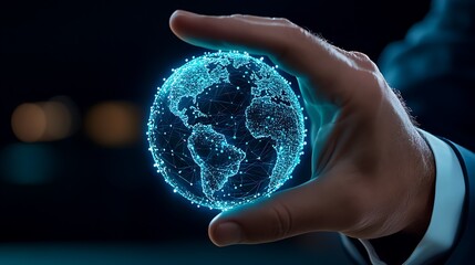 Businessman Interacts with AI Powered Global Digital Network and Connectivity Concept 