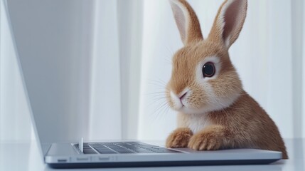 Bunny on Laptop.
