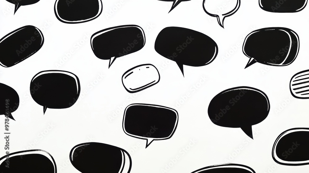 Sticker Black Speech Bubbles.