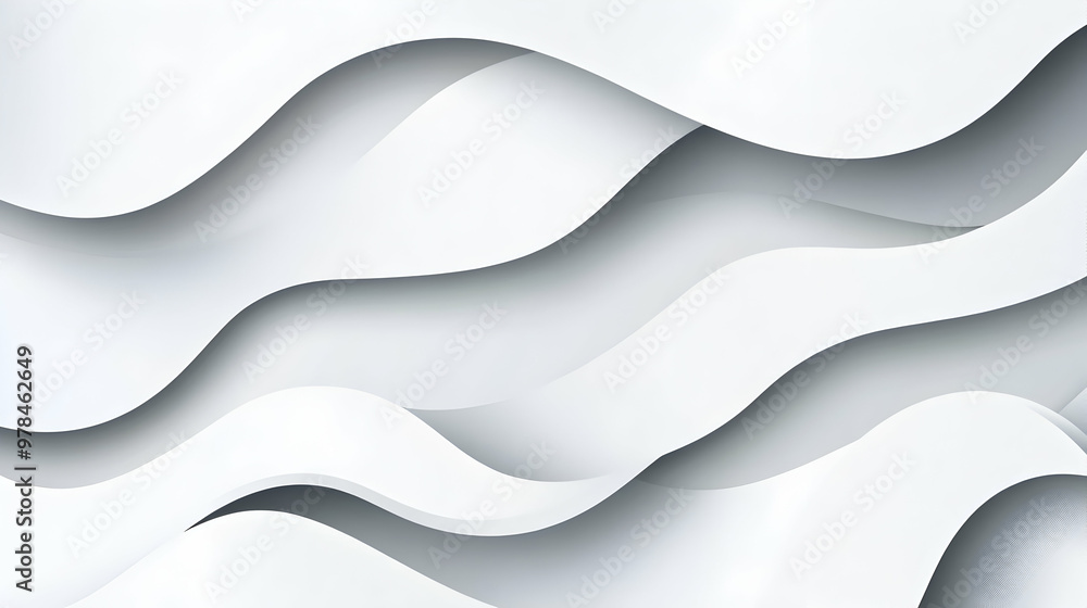 Wall mural abstract white wavy background with soft shadow.