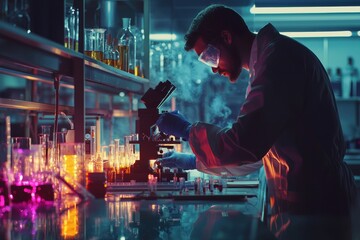 Scientist Analyzing Samples in High Tech Laboratory
