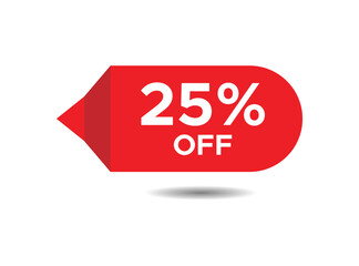 25 percent off. Sale and discount price tag vector sign