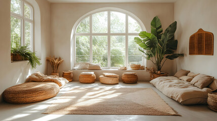 Natural Decor Ideas: Creating a Relaxing and Cozy Living Room with  Wicker Furniture and  Plants