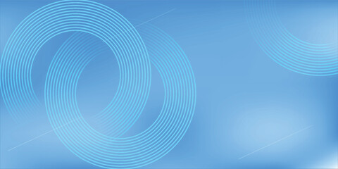 Abstract circle lines on light blue background. Geometric stripe line art design for poster, brochure, cover, website, header, web banner, presentation.
