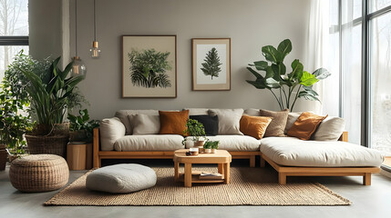 Modern Living Room Decor with Natural Elements and Cozy Touches