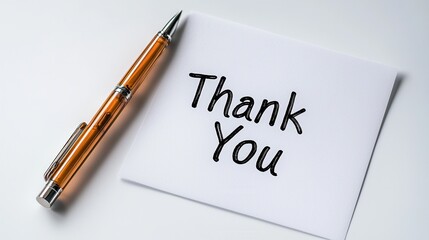 Elegant thank you note with a pen, perfect for expressing gratitude in personal or professional settings.