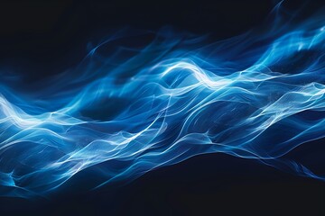 Fototapeta premium Abstract Blue Background With Smooth Lines, Abstract blue light trails in motion on a dark background, colorful background, abstract blue smoke 