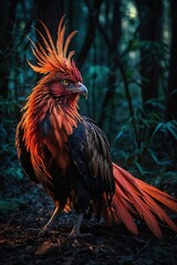 Fototapeta premium The legendary Phoenix bird in the forest