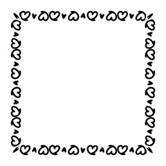 heart line frame square doodle art, heart border outline adorable, framework decorative with heart doodle art line, picture frame with heart shape outline continues
