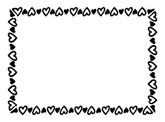 heart line frame rectangle doodle art, heart border outline adorable, framework decorative with heart doodle art line, picture frame with heart shape outline continues