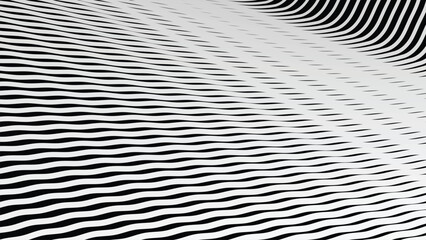 Black and white stripes wave pattern abstract background for backdrop or fabric style