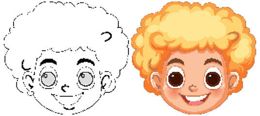 Smiling Boy with Curly Hair