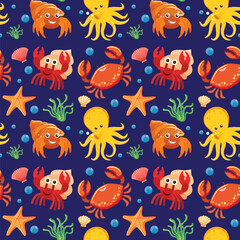 Colorful Underwater Sea Creatures Pattern