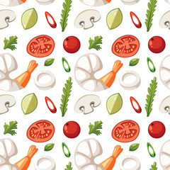 Seamless Vegetable and Seafood Pattern