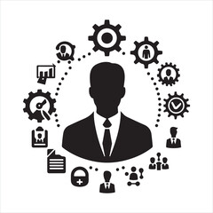 Human resources icon silhouette on white background
