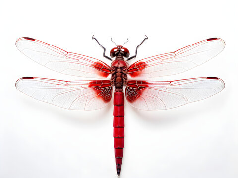 red dragonfly isolated white with clipping path