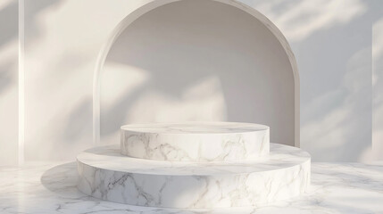 white marble podium luxury background 3d render product presentation