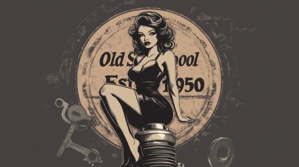 Plakat Old School Pinup.