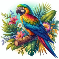Fototapeta premium An exotic parrot in a tropical paradise