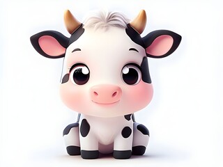 Fototapeta premium 3d cartoon character of cute cow on white background