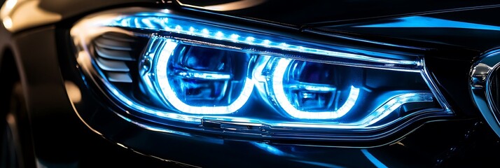 Close-up of car headlight